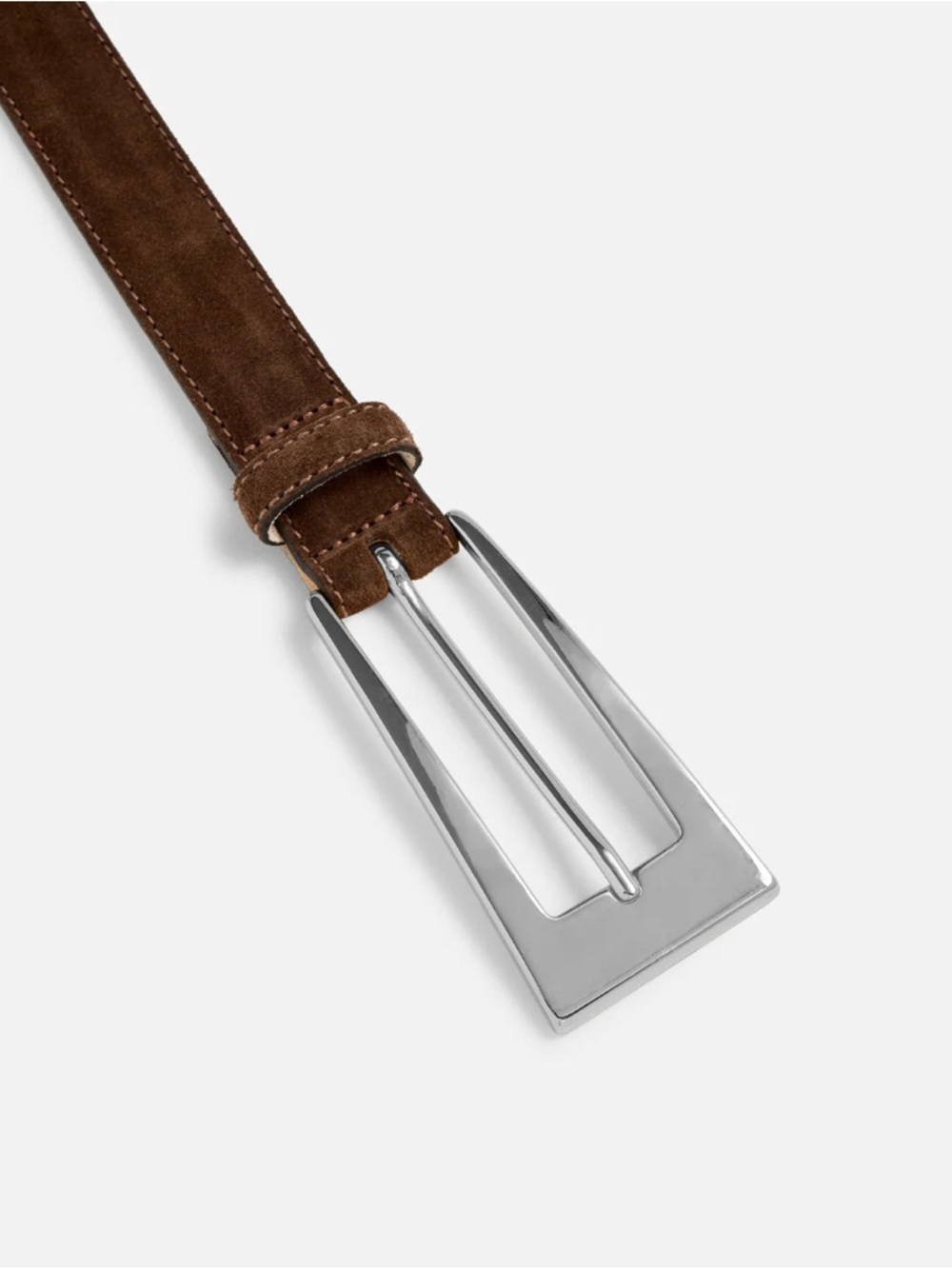 AUREUM No 10 Brown Suede Belt with Silver Buckle - Picture 3 of 5